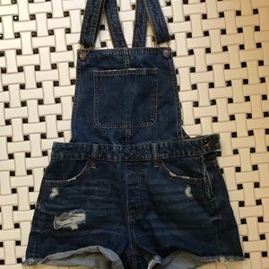 Dark wash Bershka overalls